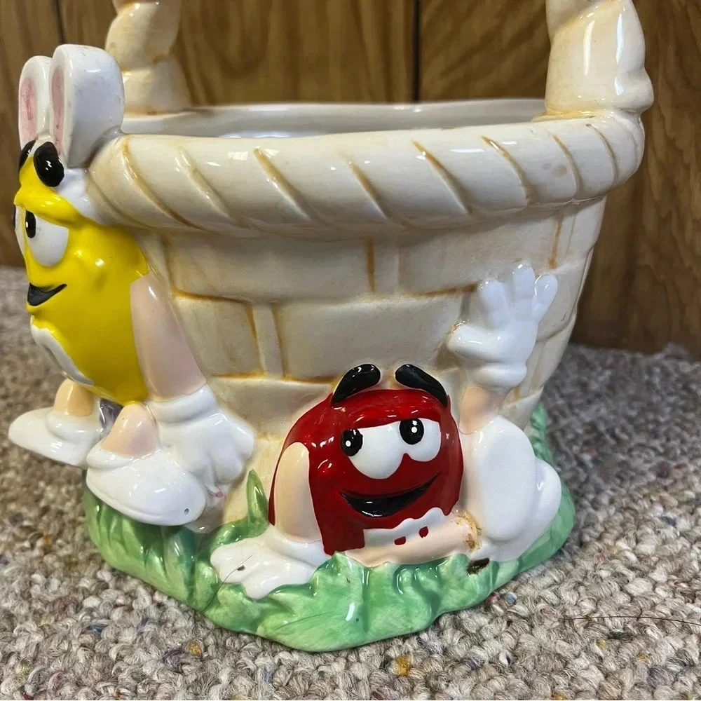 Collectible M&M Ceramic Easter Basket Flower Pot- Vintage- Mars Candy